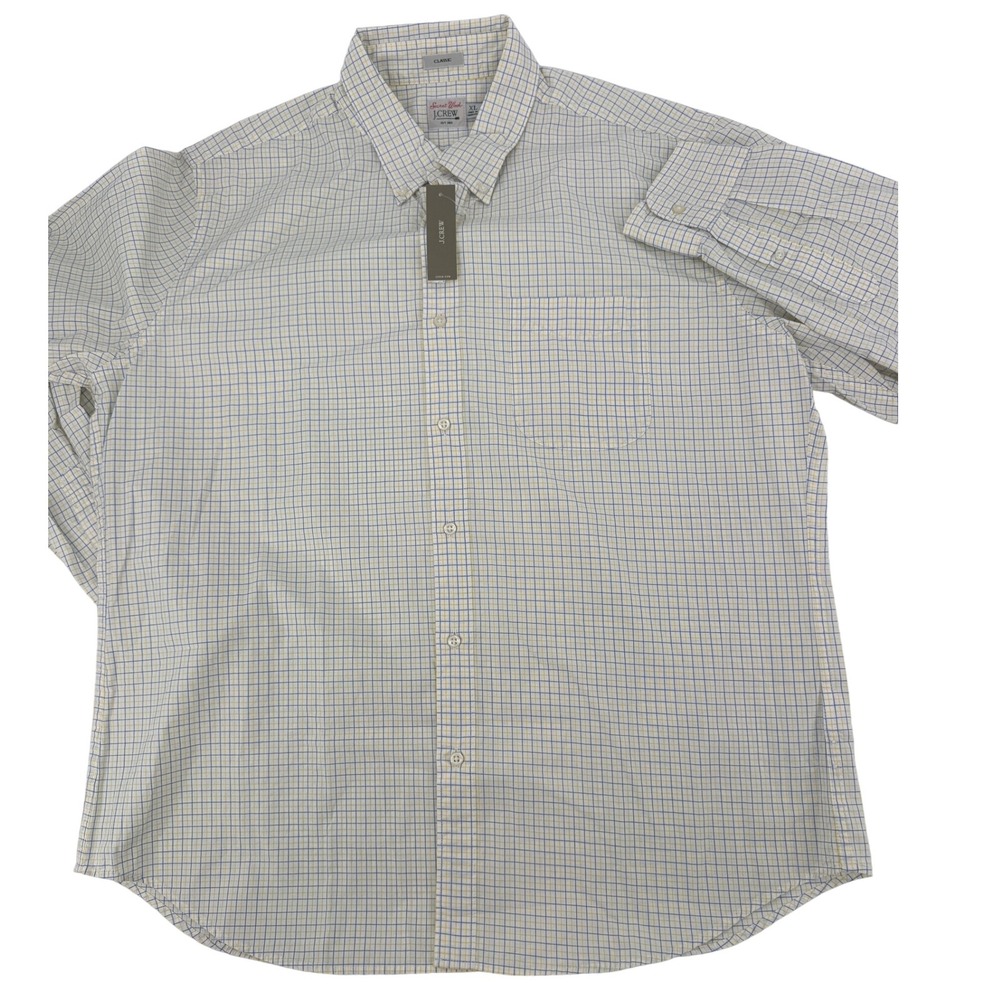 J Crew Shirt XL Classic Fit Secret Wash Yellow Blue Plaid Button Down Men's New